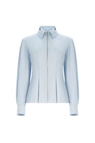 Cotton Zip-Up Shirt with Shoulder Pads
