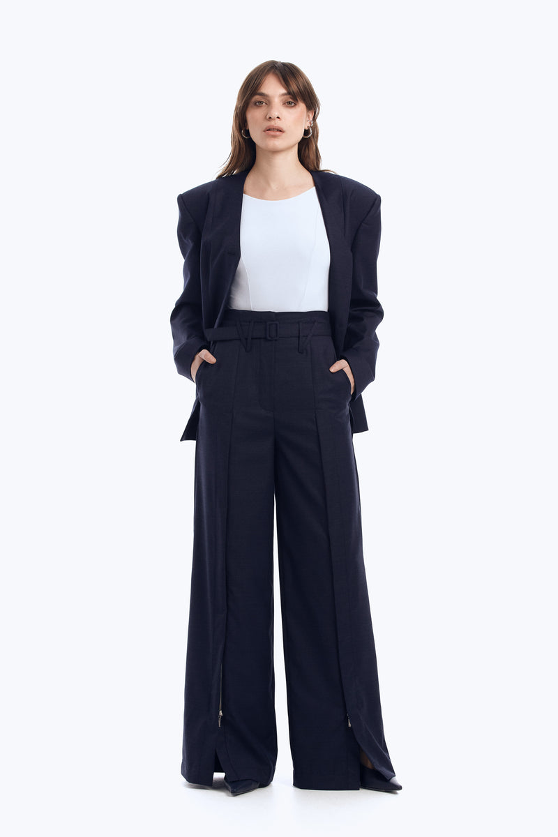 High-Rise Trousers with Concealed Zips