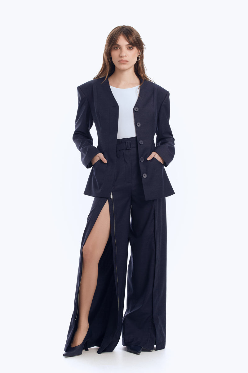 High-Rise Trousers with Concealed Zips