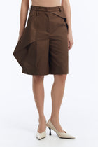 High-Rise Bermuda Shorts with Cut-Out Detail