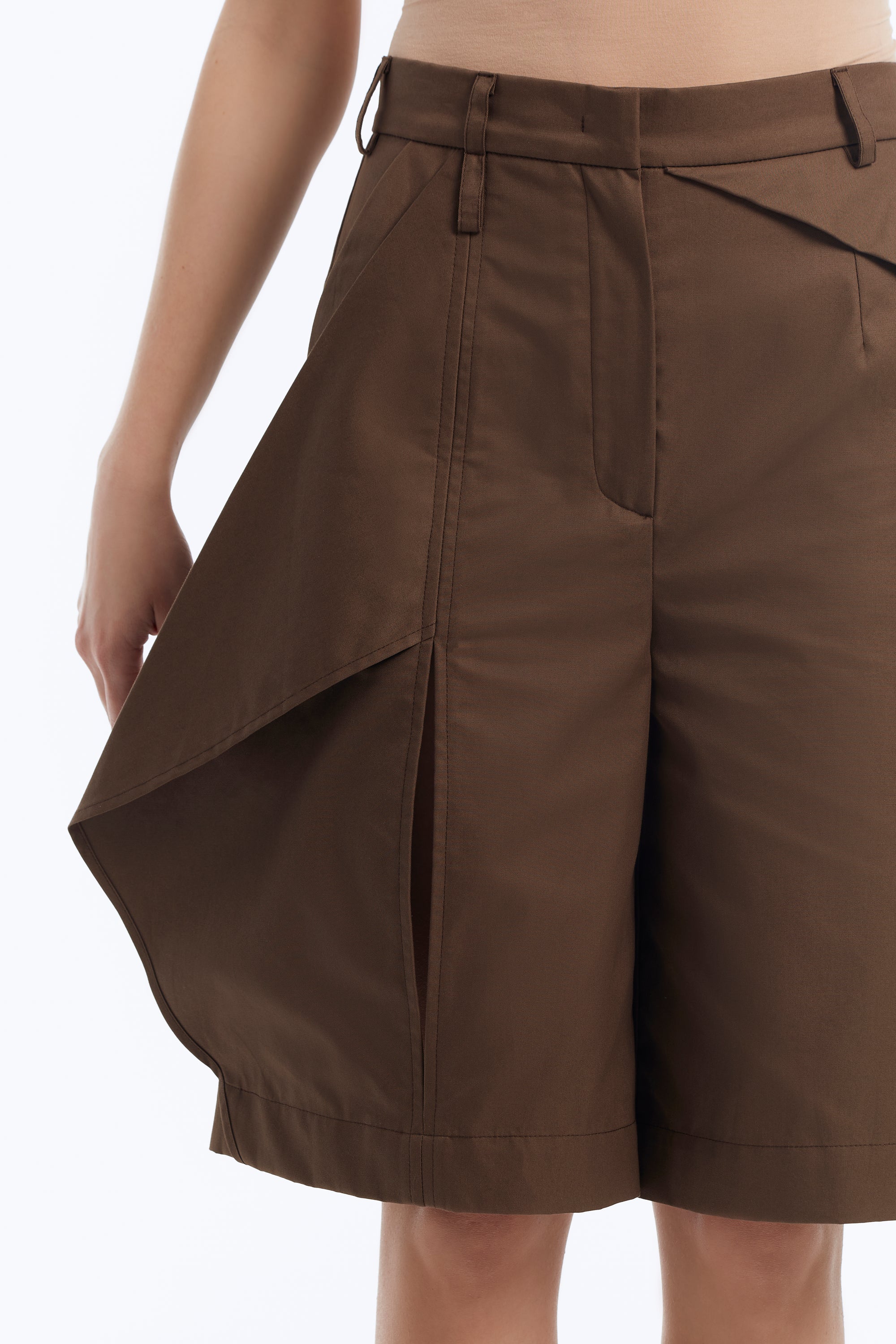 High-Rise Bermuda Shorts with Cut-Out Detail