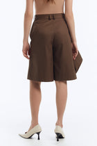 High-Rise Bermuda Shorts with Cut-Out Detail