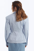 Cotton Zip-Up Shirt with Shoulder Pads