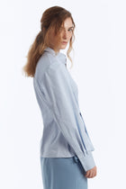 Cotton Zip-Up Shirt with Shoulder Pads
