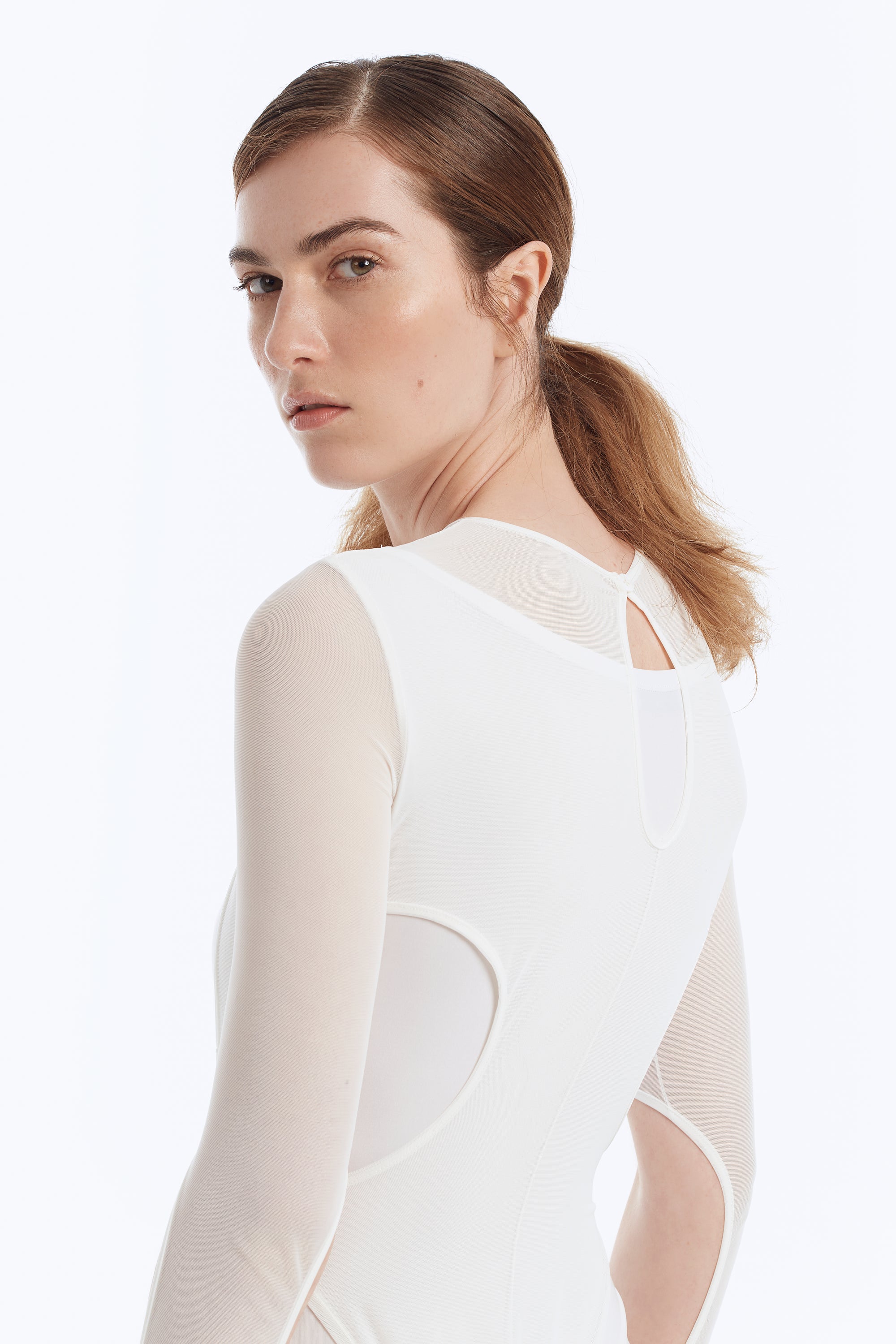 Semi-Sheer Bodysuit with Decorative Details