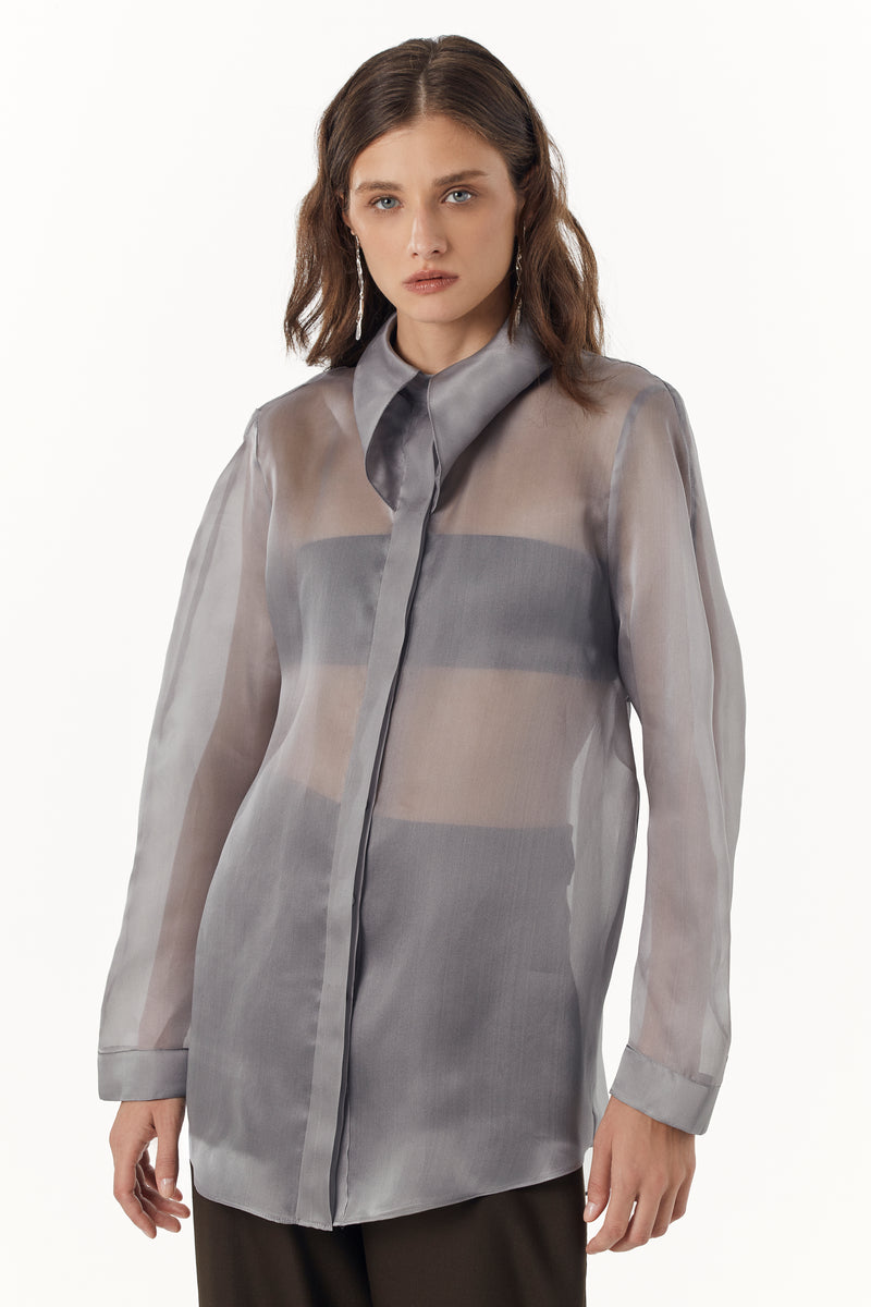 Grey Organza Blouse